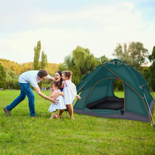  Cheryu Automatic Hydraulic Double Layers Tent for Camping Beach Outdoor Hiking Fishing Travel, UV Protection Waterproof Pop Up 2 3 4 Persons 4 Season Backpacking Tent with Carry Ba