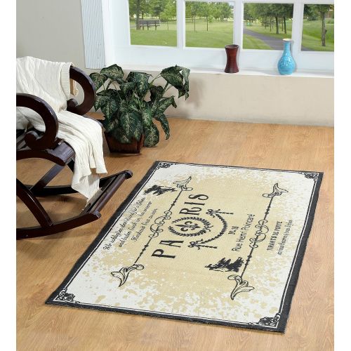  Chesapeake Merchandising Chesapeake Paris Printed Cotton Typography Accent Rug 14389 (24x36)