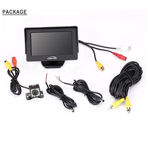  Chetoo Rear View Camera Car Rear View with Night Vision 12 LED 170° Angle Waterproof Reversing System + 4.3 Inch LCD Car Monitor