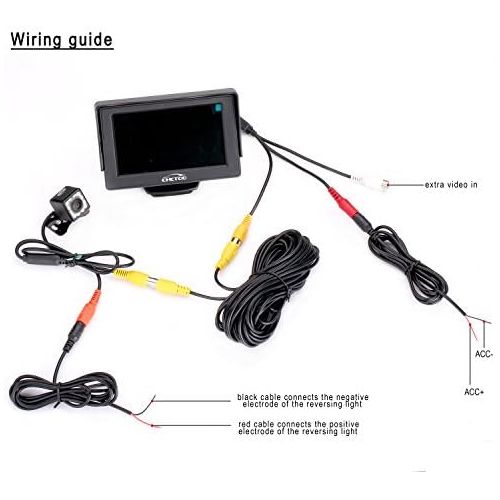  Chetoo Rear View Camera Car Rear View with Night Vision 12 LED 170° Angle Waterproof Reversing System + 4.3 Inch LCD Car Monitor