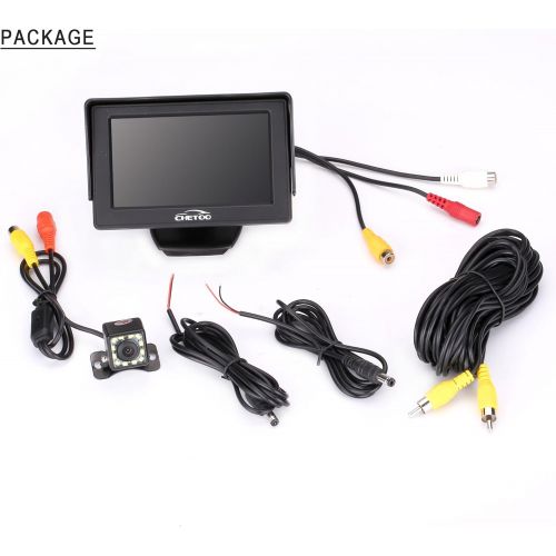  Chetoo Rear View Camera Car Rear View with Night Vision 12 LED 170° Angle Waterproof Reversing System + 4.3 Inch LCD Car Monitor