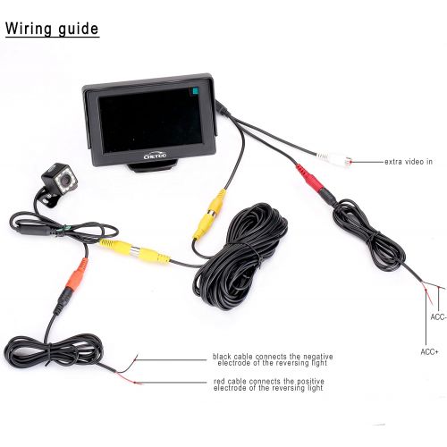  Chetoo Rear View Camera Car Rear View with Night Vision 12 LED 170° Angle Waterproof Reversing System + 4.3 Inch LCD Car Monitor