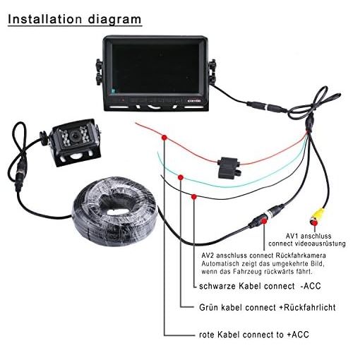  Chetoo Rear View Camera 18 IR LED Waterproof Reversing System Camera + 7 Inch TFT LCD Car Monitor (Two Brackets)