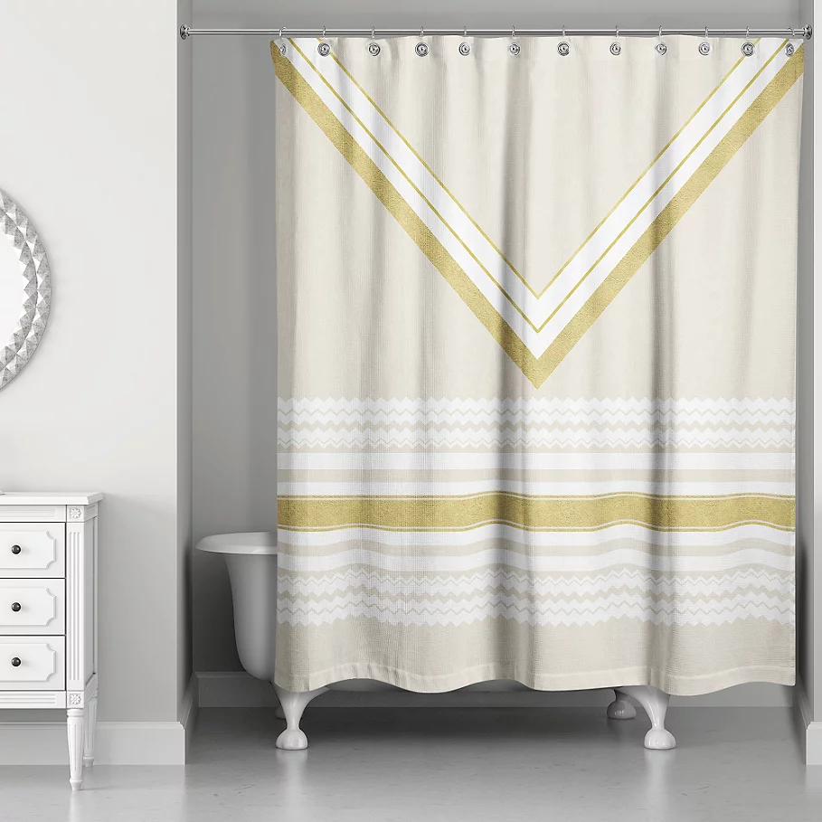  Chevron Layer Shower Curtain in IvoryGold