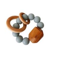 ChewableCharm Silicone + Wood Teething Ring Teether | Grey