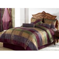 Chezmoi Collection Gitano 7-Piece Jacquard Floral Patchwork Comforter Set