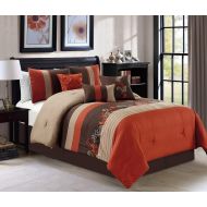 Chezmoi Collection Napa 7-Piece Luxury Leaves Scroll Embroidery Comforter Set