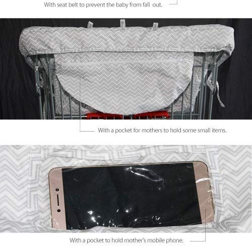  Chfcmboon Baby Children Kids Toddler Trolley Supermarket Shopping Cart Padded Seat Cover with Safety Strap Anti-Stain Dirty High Chair Shield Pad (with Safety Strap, Grey)
