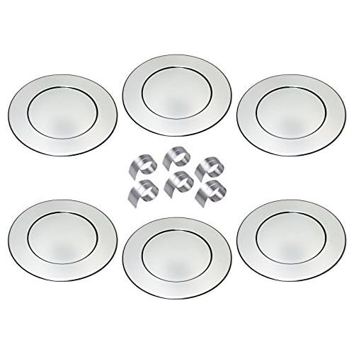  chg Profi Platzteller-Set, 6er inkl. 6 Serviettenringen mit prakt. Schlitz, Edelstahl, Silber, 6 Stueck Einheiten