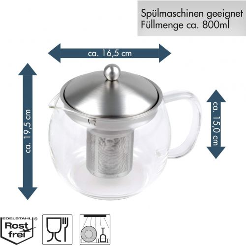  Chg chg 3403-00 Teekanne mit Filtereinsatz/Kanne aus Glas/Deckel und Filtereinsatz aus rostfreiem Edelstahl/fuer 1.2 Liter