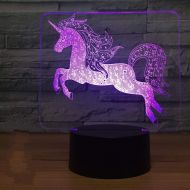 ChiMoon Unicorn Night Light Decor for Girls/Boys Bedroom, 3D Optical Illusion Night Light - 7 Colors Changing LED Bedside Table Lamp with Touch Control Cool Gift or Unicorn Toys