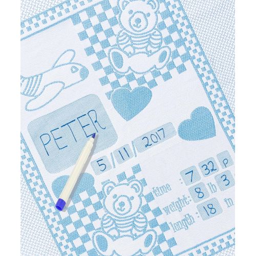  Chiara Rose Milestone Newborn Baby Blanket Personalized Photography Background First Day Toddler Blanket Teddy Bear Blue