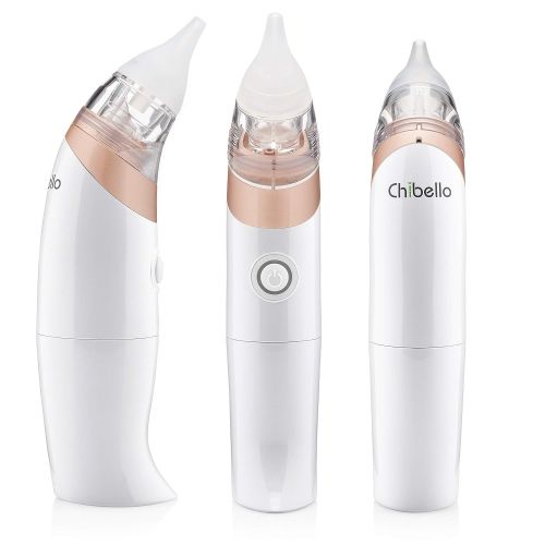  [아마존베스트]Chibello Baby Nasal Aspirator-Provides Safe Nose Suction and Gently Clears Infants Mucus. Battery Operated with 3 sizes of Silicone Tips and Manual Snot Booger Sucker and Remover f