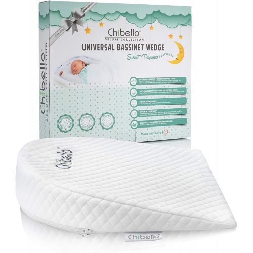  [아마존베스트]Chibello Bassinet Wedge Baby Pillow 12-Degree Incline Reflux Sleeper Premium Cotton Cover and...