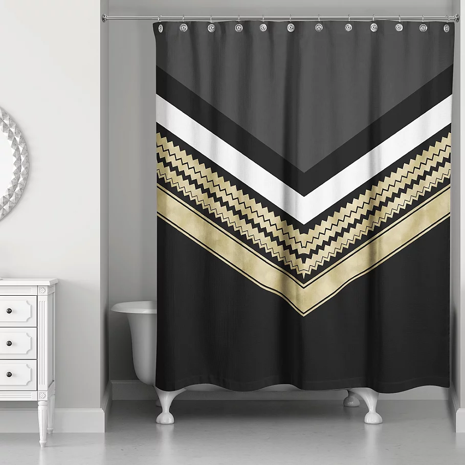  Chic Chevron Arrow Shower Curtain in BlackGold