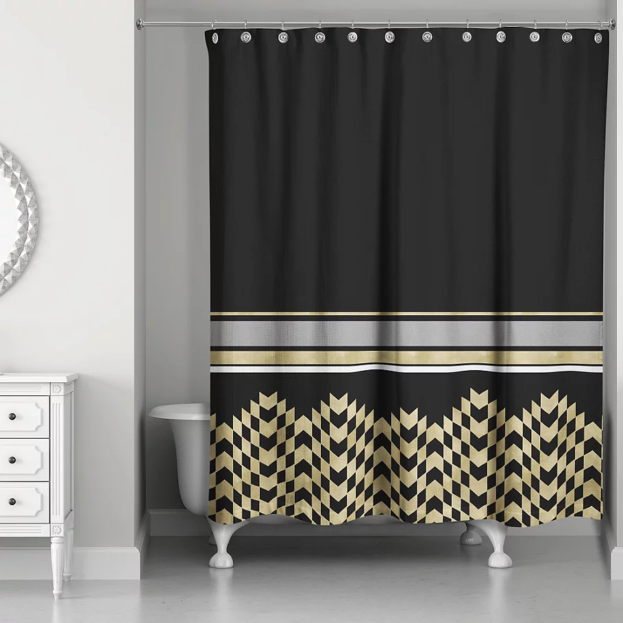 Chic Weighted Shower Curtain in BlackGold