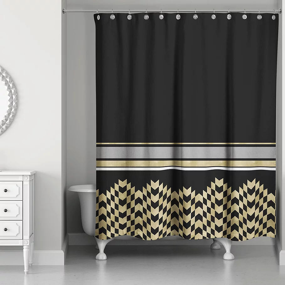  Chic Weighted Shower Curtain in BlackGold