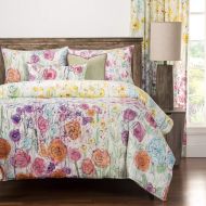 Chic 6 Piece Multi Colored Country Style Floral Duvet Cover Adorable Bright Motif Print Lovely Textured Cal King Duvet Contemporary Transitional Eco-Friendly Cute Plush Soft Cozy Girls