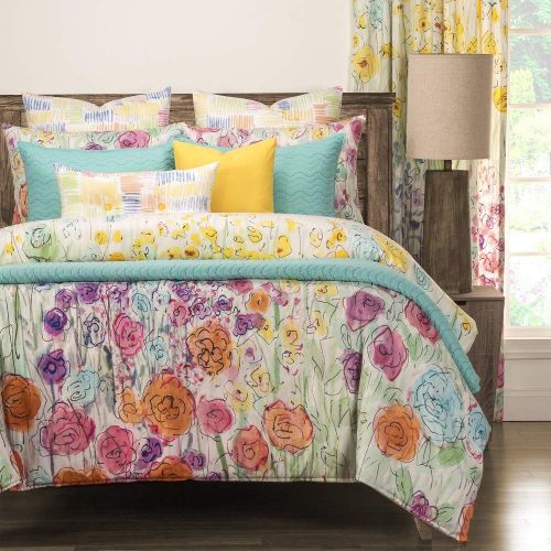  Chic 6 Piece Multi Colored Country Style Floral Duvet Cover Adorable Bright Motif Print Lovely Textured Cal King Duvet Contemporary Transitional Eco-Friendly Cute Plush Soft Cozy Girls