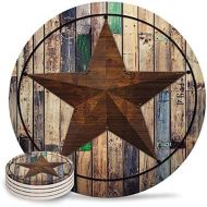 Chic D Absorbent Drink Coasters Rustic Barn Star, Vintage Western Texas Star Funny Stone Ceramic Coaster Set with Cork Backing, NO Holder for Cups and Mugs, Set of 4-Piece