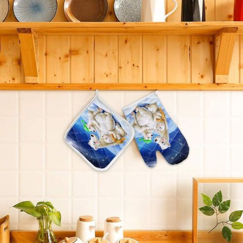  Chic D Kitchen Oven Mitts Gloves and Pot Holders Sets,Vintage Wood Texture Abstract red Mountain Range Heat Resistant Oven Mittens and Potholders Hot Pads Set Non Slip for Cooking