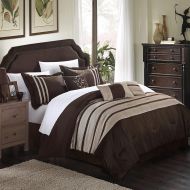 Chic Home Torino Pleated & Pieced Taupe 11 Piece Comforter Bed In A Bag Set