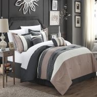 Chic Home Carlton Taupe, Grey & Tan 10 Piece Comforter Bed In A Bag Set