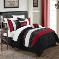 Chic Home Carlton Black, Burgundy & White 10 Piece Comforter Bed In A Bag Set