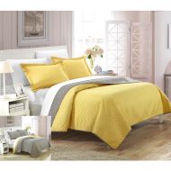 Chic Home Lugano Teresa Reversible Modern Design Quilt Set King, Queen & Twin Yellow