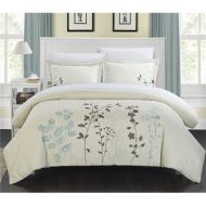 Chic Home DS2942-US Kylie Floral Embroidered Duvet Set - Beige - Queen - 3 Piece