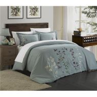 Chic Home DS2940-US Kylie Floral Embroidered Duvet Set - Green - Queen - 3 Piece