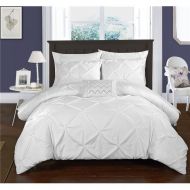 Chic Home DS2448-BIB-US 8 Piece Yvonne Ruffled Pinch Pleat Design Duvet Cover Set, Silver