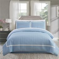 Chic Home DS4785-US Duvet Cover Set Hotel Collection Queen Size Two Tone Banded Print Zipper Closure Bedding, Blue - 3 Piece