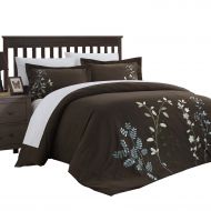 Chic Home Kathy Kaylee Floral Embroidered 3 Piece Duvet Cover Set Brown