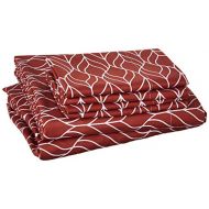 Chic Home FallenLeaf 6 Piece Set Super Soft Two-Tone Geometric Leaf Pattern Print Deep Pocket Design  Includes Flat & Fitted Sheets and Bonus Pillowcases Red, King, Brick