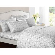 Chic Home Ayala 6 Piece Set Super Soft Two-Tone Diamond Print Geometric Pattern Deep Pocket Design  Includes Flat & Fitted Sheets and Bonus Pillowcases, King Grey