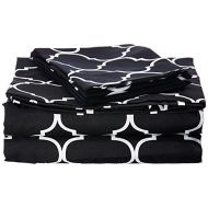 Chic Home Illusion 6 Piece Set Super Soft Contemporary Geometric Pattern Print Deep Pocket Design-Includes Flat & Fitted Sheets and Bonus Pillowcases, Queen, Black