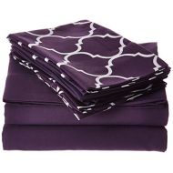 Chic Home Illusion 12 Piece Sheet Set Super Soft Contemporary Geometric Pattern Print Deep Pocket Design - Includes Flat & Fitted Sheets and Bonus Pillowcases Queen Plum