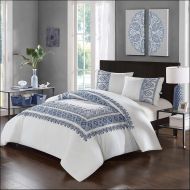 Chic Home Sarita Garden Comforter Set, King, Navy, 3 Piece