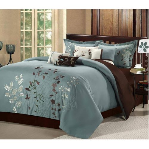  Chic Home Vines 8-Piece Comforter Bedding Set, Sage, King