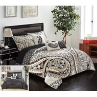 Chic Home Del Mar 10 Piece Comforter Complete Bed in a Bag Set GSM Microfiber Large Scale Paisley Print with Contemporary Geometric Pattern Bedding with Sheet Sets Decorative Pillo