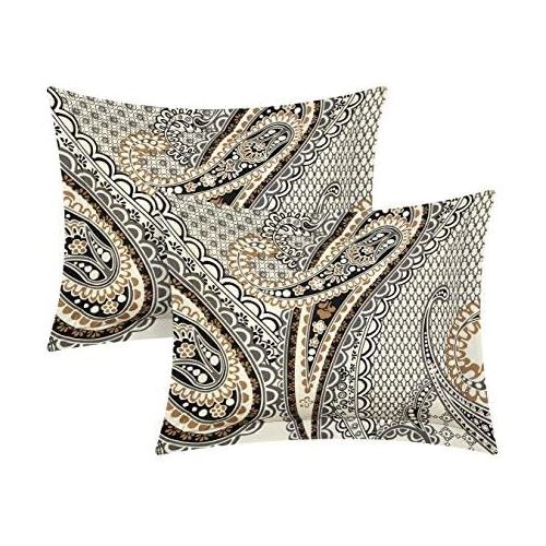  Chic Home Del Mar 10 Piece Comforter Complete Bed in a Bag Set GSM Microfiber Large Scale Paisley Print with Contemporary Geometric Pattern Bedding with Sheet Sets Decorative Pillo