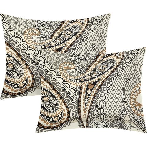  Chic Home Del Mar 10 Piece Comforter Complete Bed in a Bag Set GSM Microfiber Large Scale Paisley Print with Contemporary Geometric Pattern Bedding with Sheet Sets Decorative Pillo