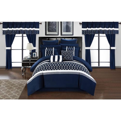  Chic Home Dinah 24 Piece Comforter Set, Queen, Blue