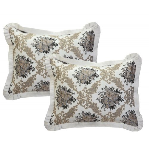  Chic Home 9 Piece Le Mans Decorator Upholstery Quality Jacquard Motif Fabric Bedroom Comforter Set & Pillows Ensemble, King, Silver