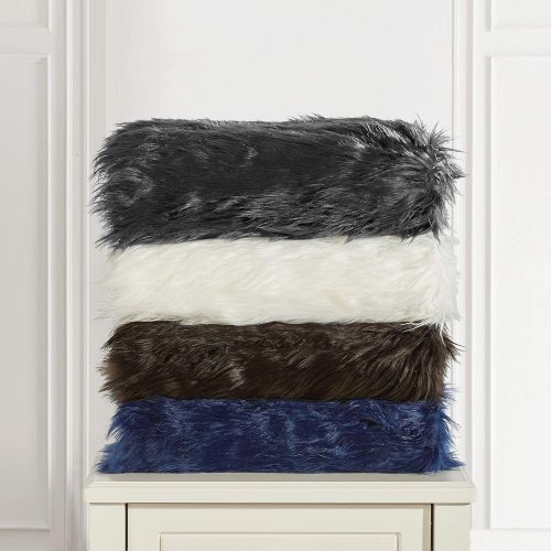  Chic Home 1 Piece Penina Shaggy faux fur design 50 x 60 Blanket Navy