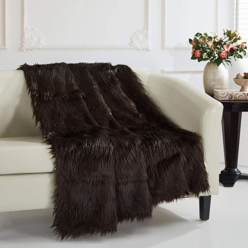  Chic Home 1 Piece Penina Shaggy faux fur design 50 x 60 Blanket Navy