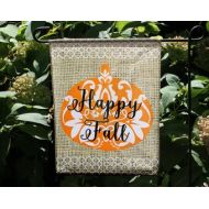 ChicMonogram Happy Fall Garden Flag Pumpkin Decor Personalized Monogrammed Custom Outdoor Flag Fall Autumn Decor Garden Decorations Housewarming Gift