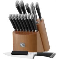 Chicago Cutlery 17 Piece Forged Premium Knife Block Set with Wooden Storage Block Cushion-Grip Handles with Stainless Steel Blades that Resists Stains, Rust, and Pitting Fusion Kit