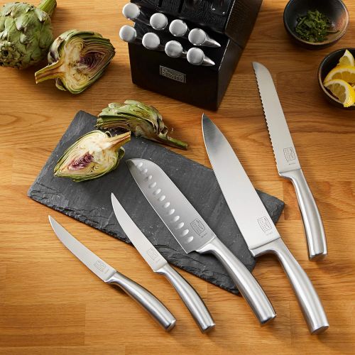  Chicago Cutlery Malden 16 Piece Stainless Steel Kitchen Knife Set that Resists Rust, Stains, and Pitting Kitchen Knife Block Set with